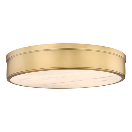 Z-Lite Anders Flush Mount, 3-Light, 22 In.W x 4 In.H, Rubbed Brass/marbling 1944F22-RB-LED